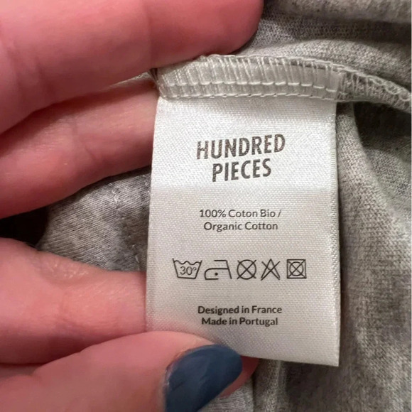 NWT Hundred Pieces Grey Short Sleeve Cali Karma Tee Shirt cropped style - Picture 7 of 7